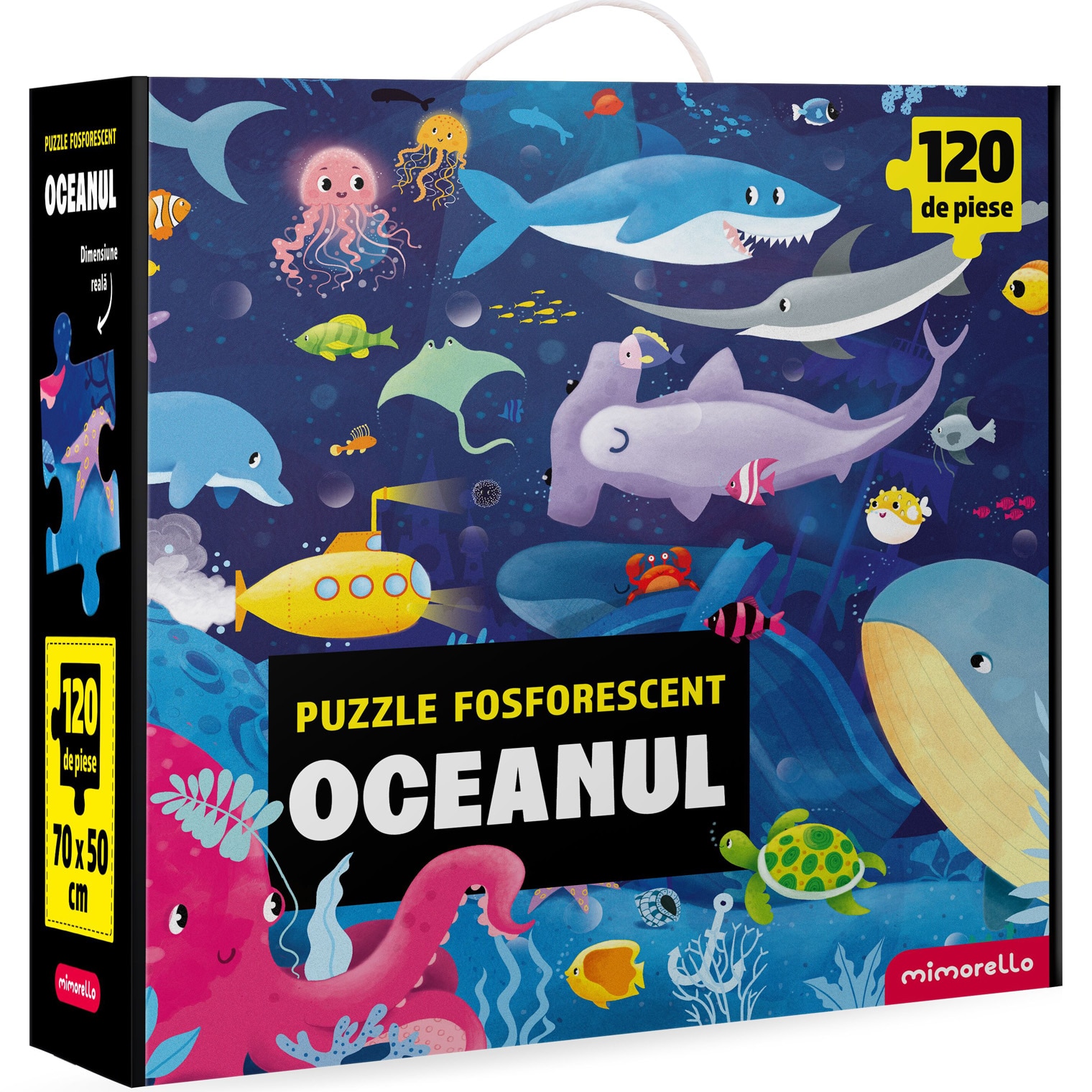 Puzzle fosforescent Mimorello - Oceanul, 120 piese, cu carte de colorat