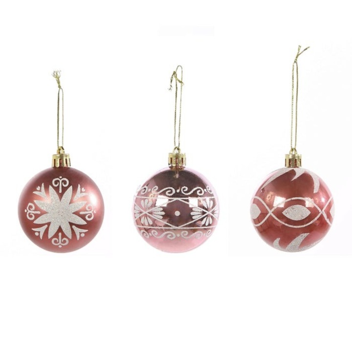 Antbro® 3 darabos karácsonyi gömb szett, bordó színű, fényes és matt felülettel, 6 cm