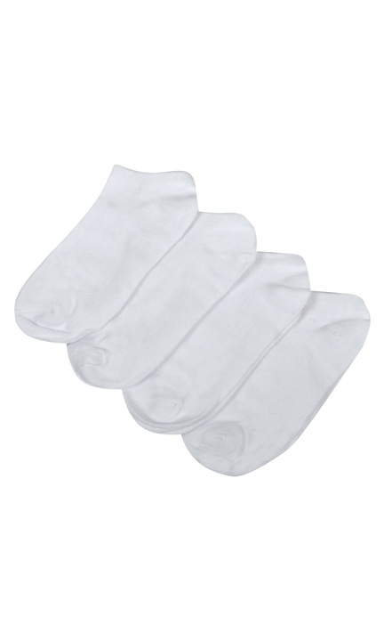 Sosete Dama, Model Scurte, Set 4 Perechi, Culoare Alba