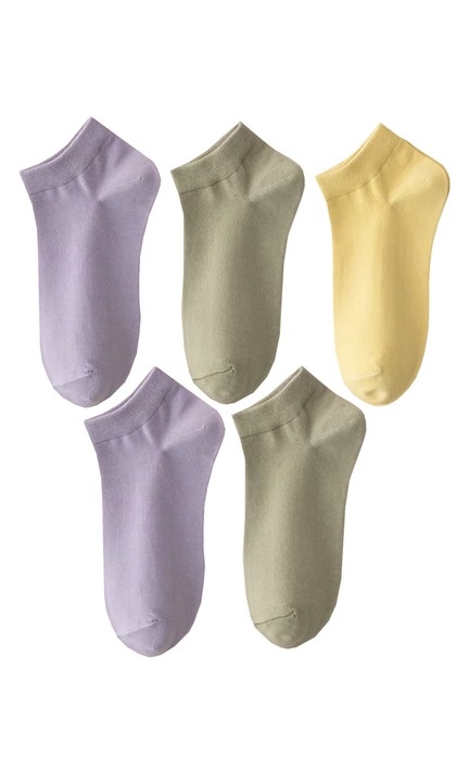 Комплект от 5 чифта дамски чорапи за пътуване, Един размер за всички, Абсорбиращи потта, Неплъзгащи се, Дишащи, многоцветни