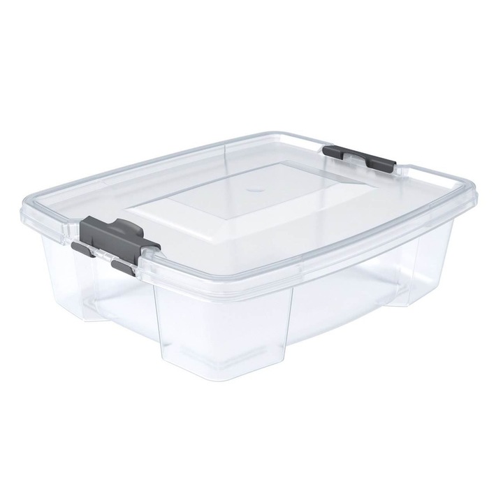 Cutie Depozitare Plastic, 1.5L, Capac Transparent, 22x18x7 cm