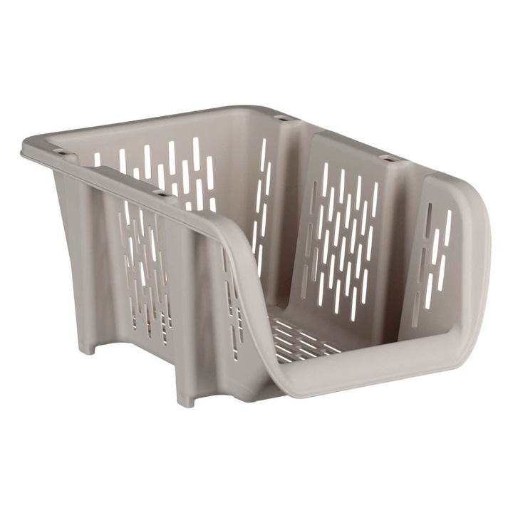 Кошница за съхранение, пластмаса, бежова, 30,7x20x13,4 см