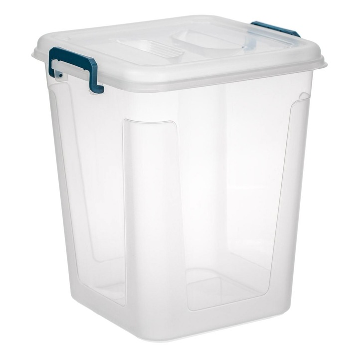 Cutie de Depozitare, Model Universal, Capacitate 3, 72L, Transparent, Capac cu Manere Petrol