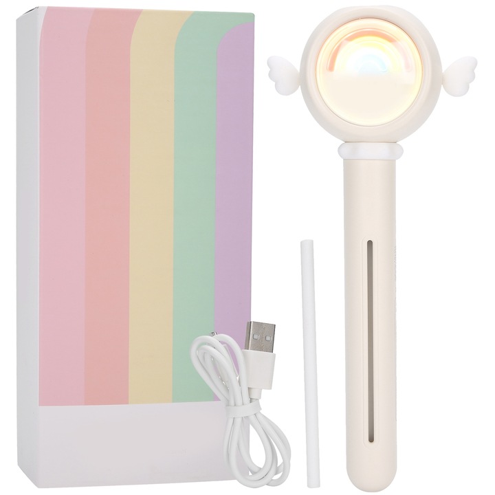 Hordozható USB párásító, longziming, innovatív dizájn, hangulatvilágítás, bézs