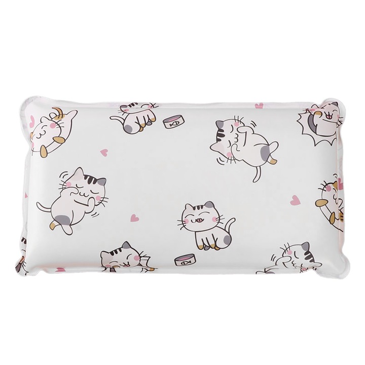 Perna racoroasa Enforose, racire rapida, moale, prietenoasa cu pielea, lavabila, perna de vara cu desene animate pentru copii si studenti, model pisica