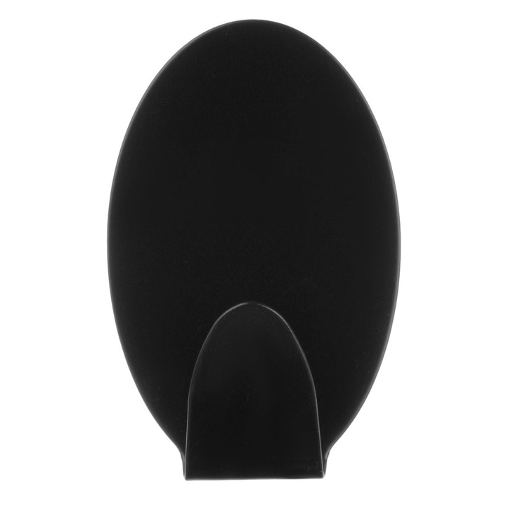 Set 2 carlige metalice autoadezive Antbro® pentru obiecte mici, ovale negre, 4 x 7 cm