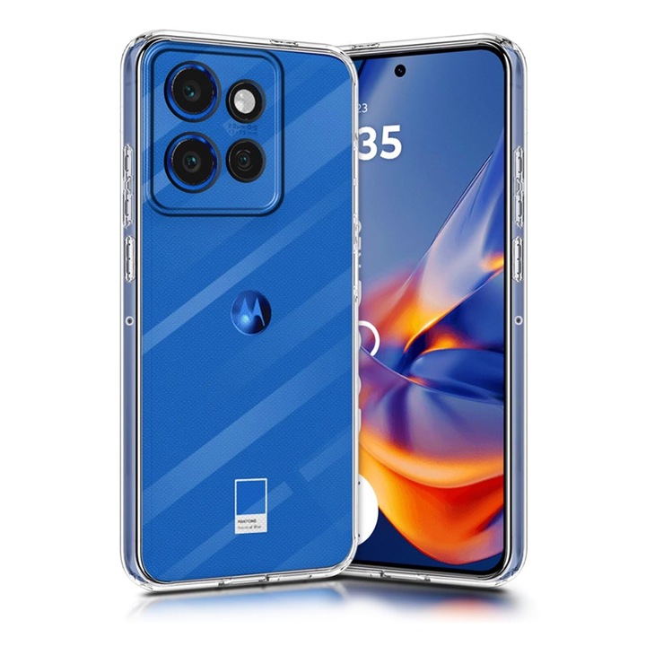 High Clear TPU калъф, съвместим с Motorola Edge 50 Neo, OPTIM SOLUTION, Diamond Design, Лек TPU Bumper Case, Shock Absorption, Уникална дълготрайна технология против пожълтяване, прозрачен