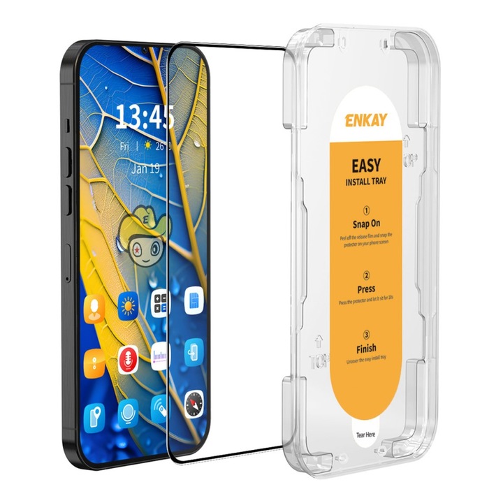 Folie Sticla pentru Samsung Galaxy S22 / S23 Instalare Rapida Neagra