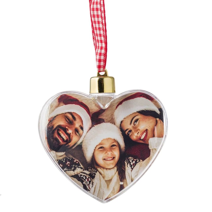 Glob Craciun, Inima Transparenta, 8cm, Plastic