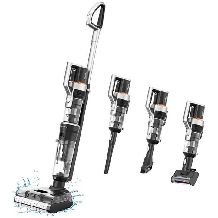 Вертикална безжична прахосмукачка с измиване Jimmy HW11 Pro Cordless 4 in 1 Vacuum&Washer, 420W, автономност 75 мин., всмукателна мощност 100AW, филтрация 99.9%, LED екран, самопочистващ се, черен