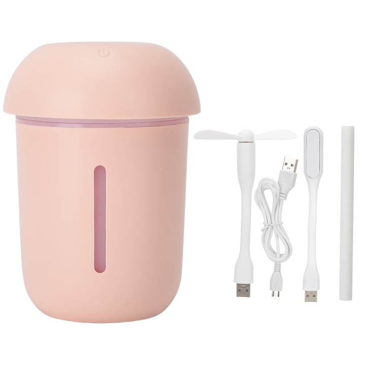 200 ml-es párásító, Longziming, hordozható, rózsaszín, USB