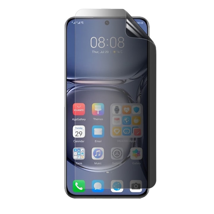Folie Privacy Silicon Ecran pentru Huawei P10, Silicon Hydrogel, Flexible Hydro-Crystal, Protectie Completa, Full Glue, Instalare usoara, Set complet pentru Instalare
