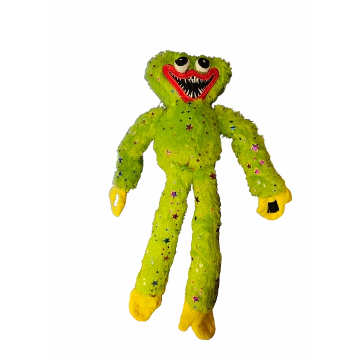 Играчка, Тип Хъги Лъги, Плюшен, Зелен/Многоцветен, 35 см