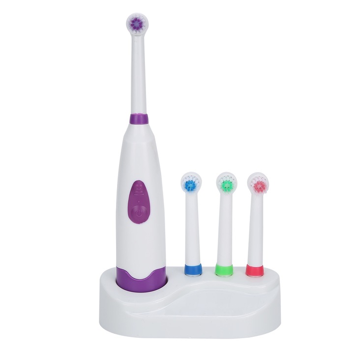 Periuta de dinti electrica Bizaical, curatare rotativa, 4 capete de schimb, waterproof, 2xAA