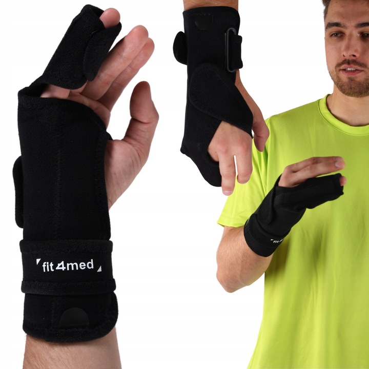 Orteza Sinata, Fit4Med, Deget 4, 5, Material Poliester, Aluminiu, Mana Stanga, Marime S/M, Circumferinta Mainii 13-20 cm, 28 cm, Negru