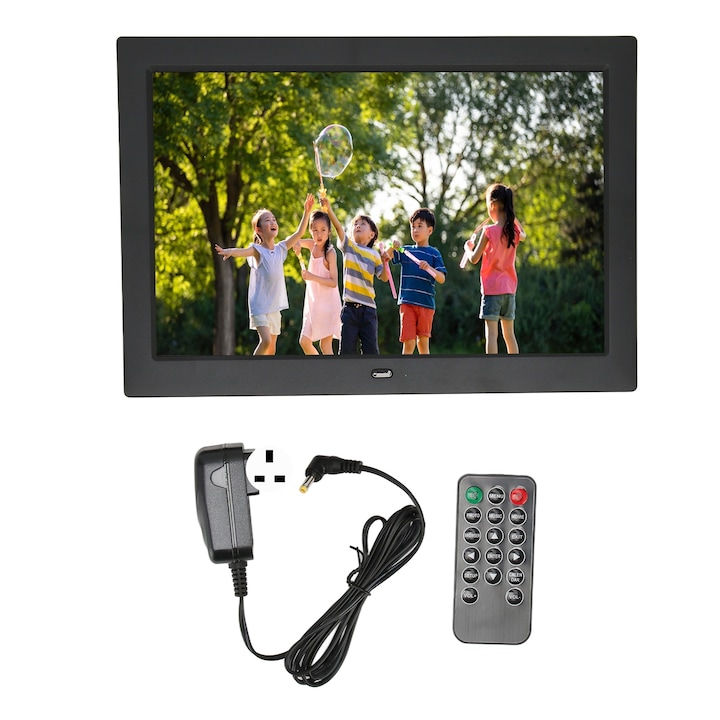 Цифрова фоторамка 10.1in Mmgoqqt, резолюция 1024x600, поддръжка на MP3, черен цвят
