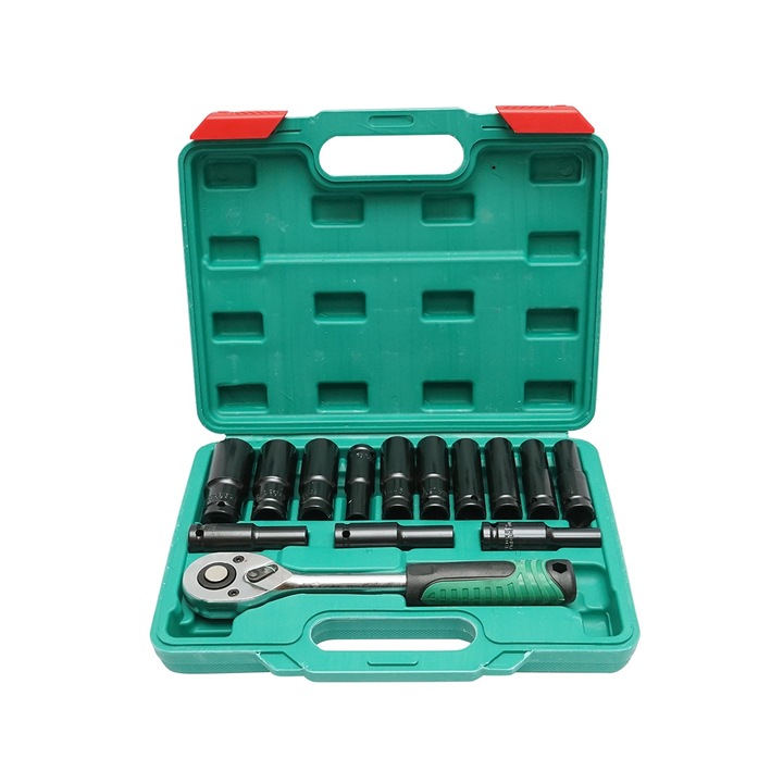 Trusa chei tubulare de impact lungi cu clichet 14 piese Breckner Germany