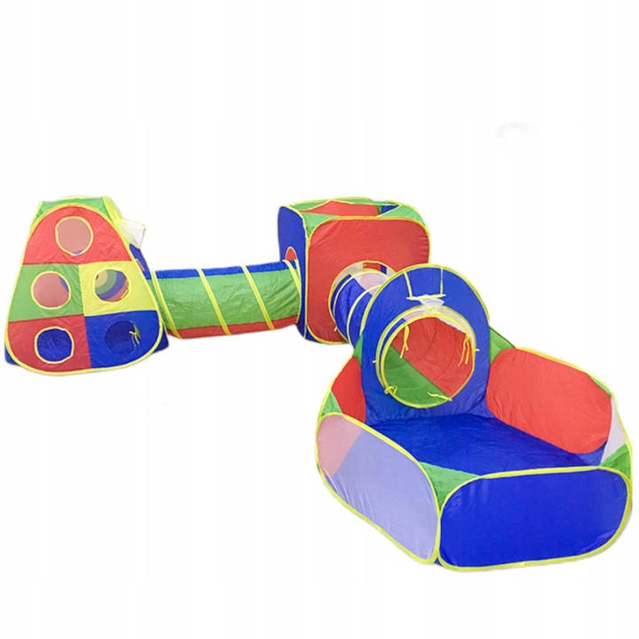 Cort 5 in 1 cu tunel si bazin pentru copii, Luxma, multicolor, 270x260x85cm