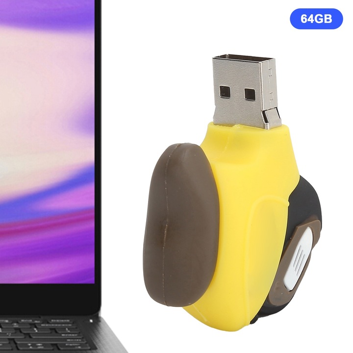 USB памет 64GB, longziming, електрическа кола, жълта