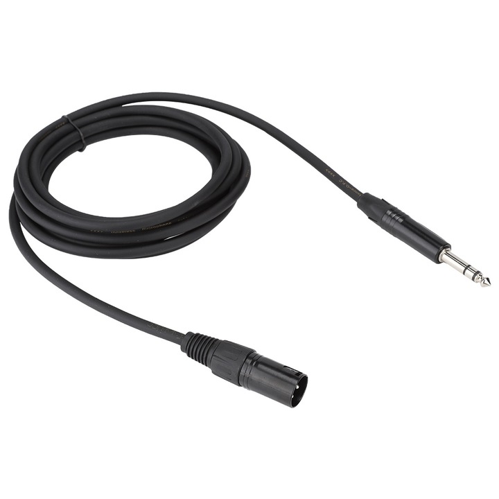 Enforose audiokábel, 6.35mm - XLR, cinkötvözet, fekete, 3m