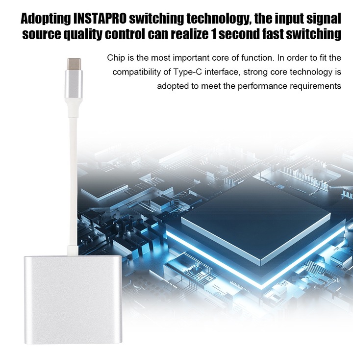 C típusú hub – HDMI Jormftte, 4K, gyorstöltés PD, szürke/ezüst