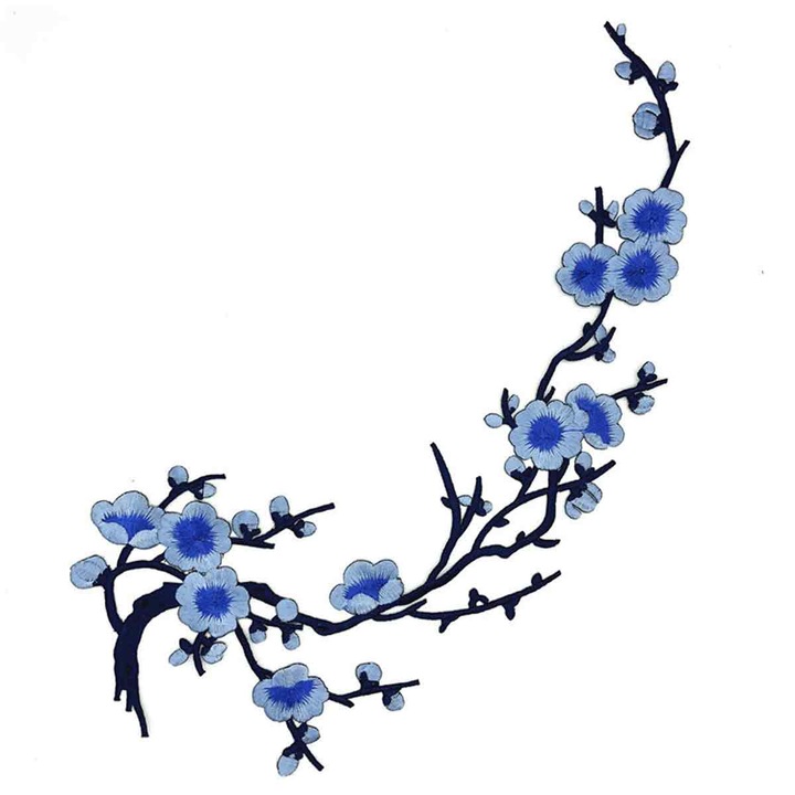 Aplicatie brodata floare prun, Enforose, multicolor, 29x20cm, set 1 buc.