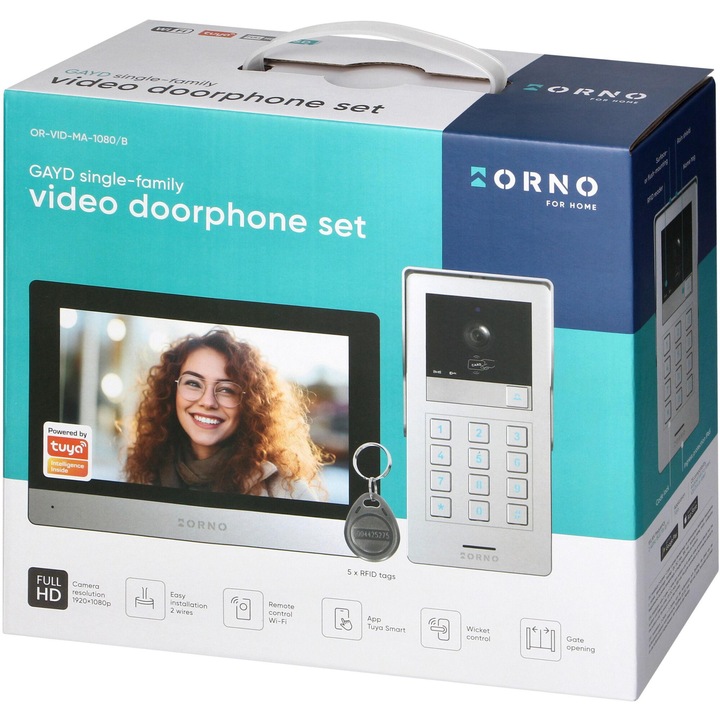 Videointerfon ORNO, 1080p, Full HD, Model OR-VID-MA-1080/B