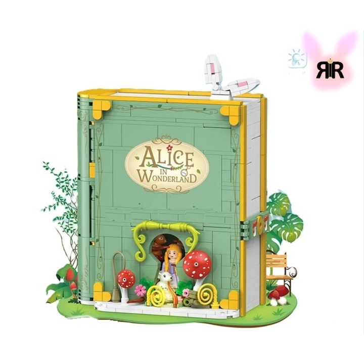 Set blocuri de constructie RIR®, Cartea cu povesti, Alice in Tara Minunilor, 798 piese