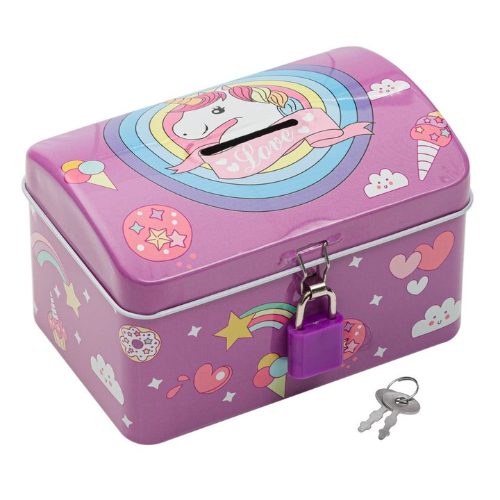 Pusculita cufar, mov, unicorn, 12.5x8.5x7cm