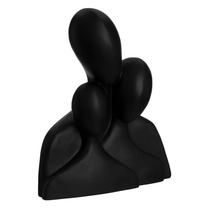 Statueta Decorativa Ceramica Negru Mat, Familie Abstracta, Design Modern Minimalist