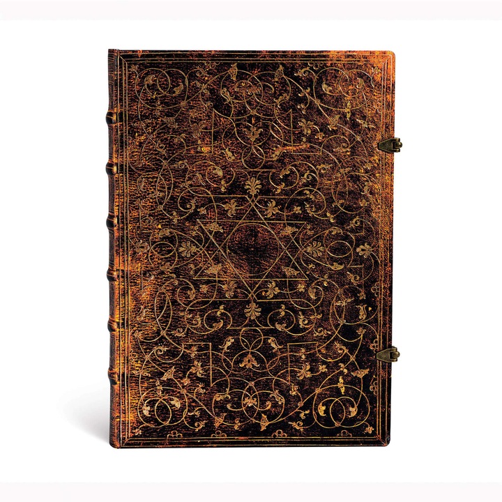 Caiet, Paperblanks, 144 pagini, 210 x 300 mm, cu marcaj si buzunar, auriu