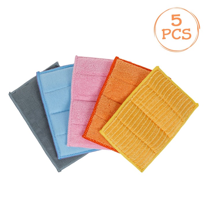 Lavete Microfibre Universale, Multicolor, 11x17cm, Set 5 Bucati