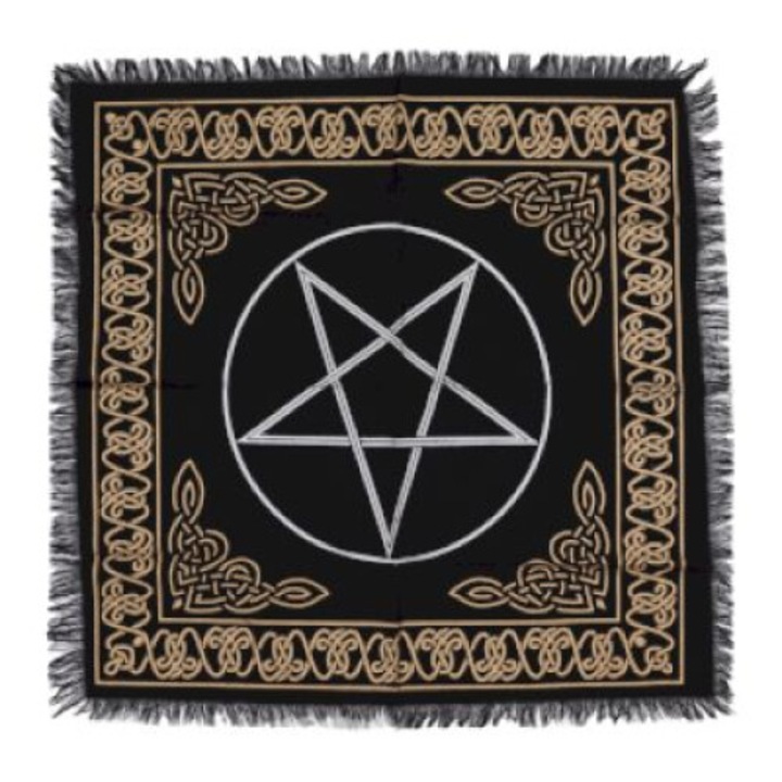 Panza pentru Altar Magic model Pentagram Auriu, protectie energetica, 50x50 cm