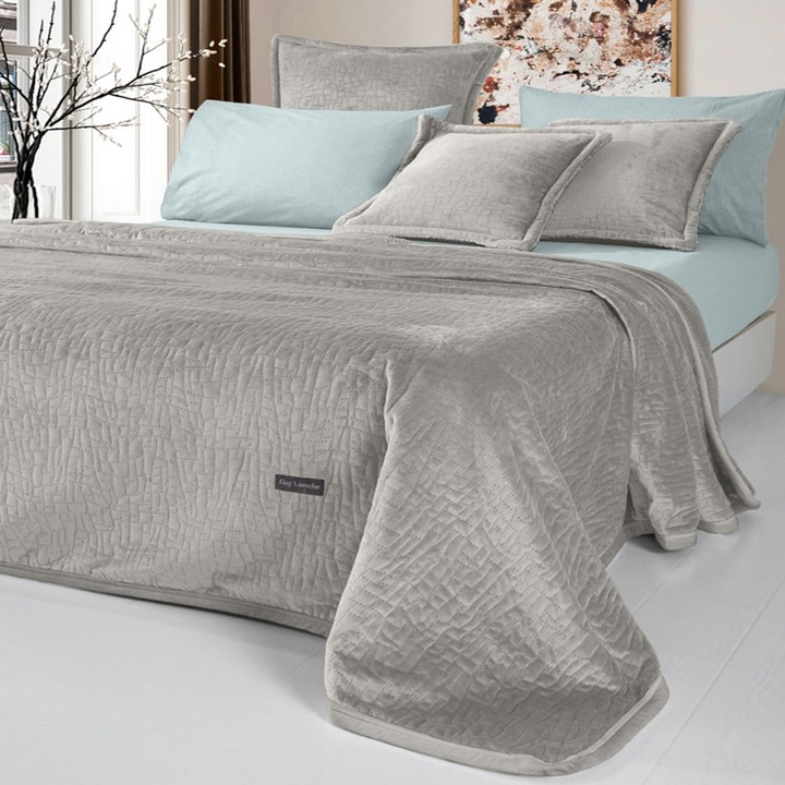 Set cuvertura si fete de perna, Bolzano, Guy Laroche, 100% Poliester, multicolor, 220x240cm si 60x60cm