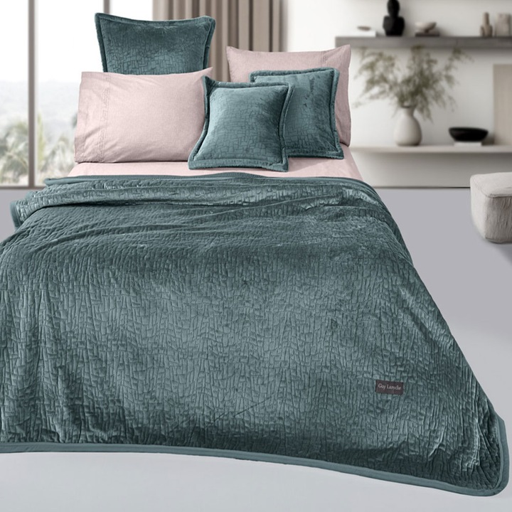 Patura, Guy Laroche, poliester, 220 x 240 cm, cu perna decorativa, verde smarald