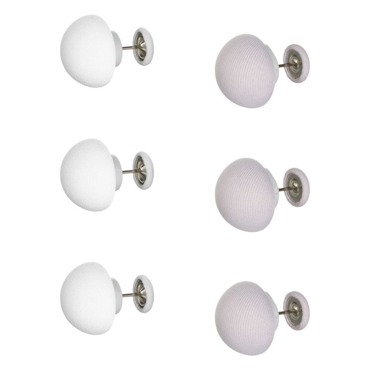 Set Cleme Fixare Plapuma, Model Ciuperca, Culoare Alb si Gri, 6 Bucati