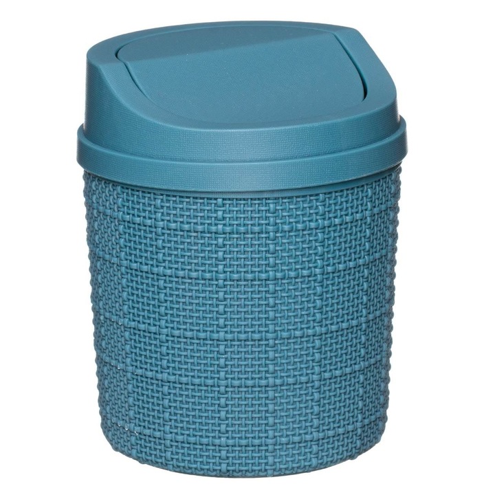 Irodai szemetes, fonott, műanyag, kék színű, űrtartalom: 1,4 liter