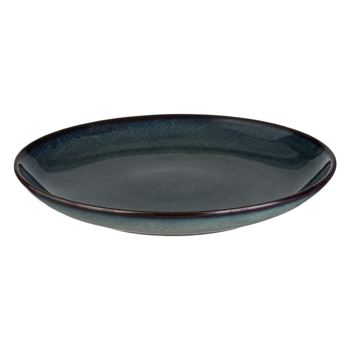 Плато за сервиране на плодове, керамично, синьо-черно, "Glaze", Ø20.5 см