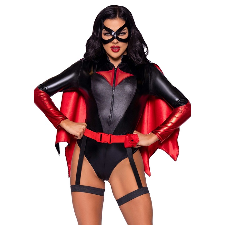Costum sexy Femeia-Liliac, Bat Woman, rosu-negru, marimea S