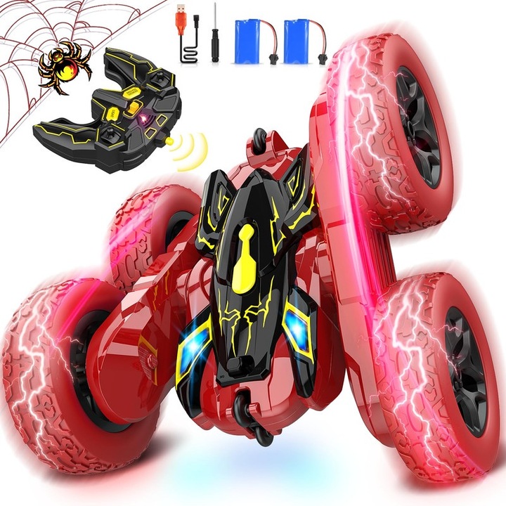 4WD RC autó, ATOPDREAM, 360 fordulatszám, piros-kék, 2,4 GHz, 2db akkumulátorral 1200mAh