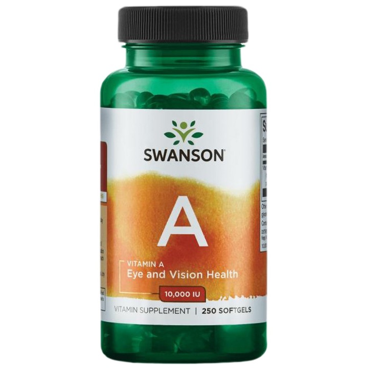 Хранителна добавка SWANSON Vitamin A 10000 IU, 250 дражета