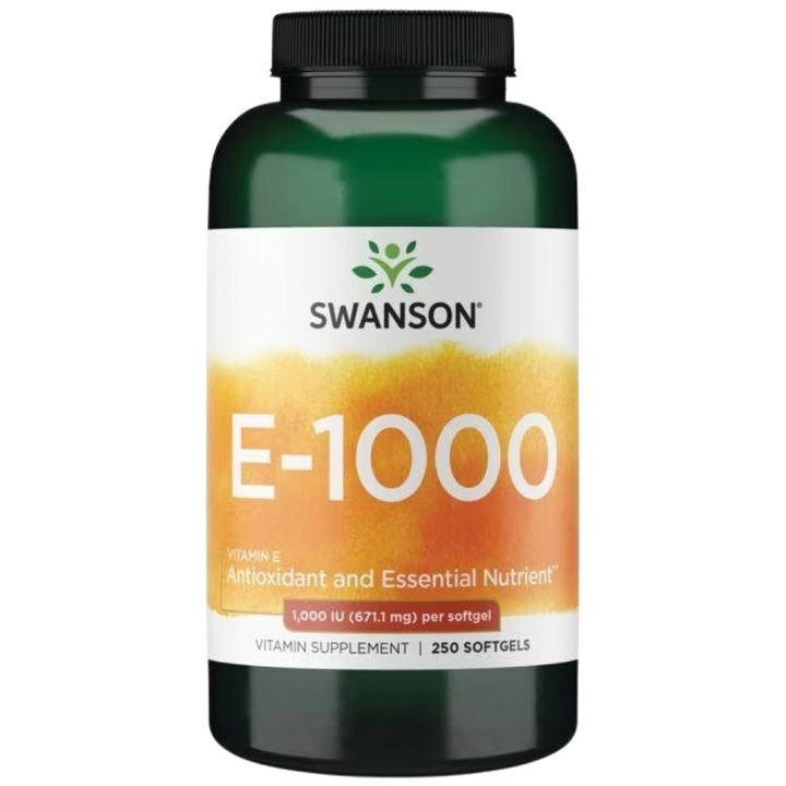 Хранителна добавка SWANSON Natural Vitamin E 1000 IU, 250 Гел капсули