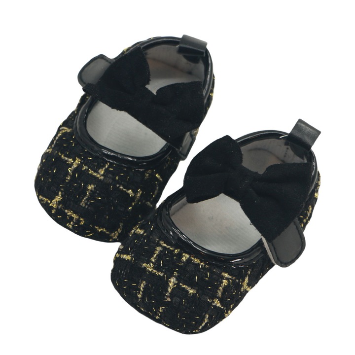 Botosei cu funda pentru fete, primii pasi, 43064-H34, negru, 13 EU