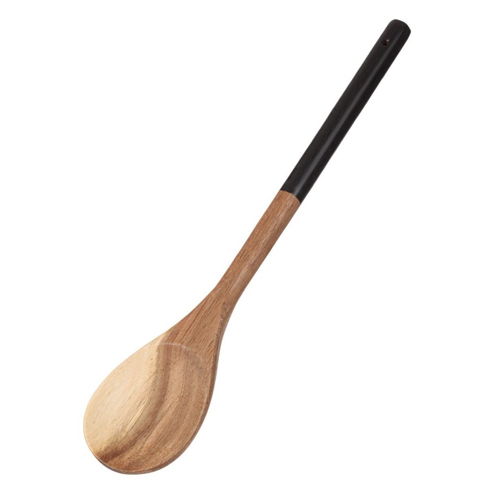 Lingura Lemn Salcam, 34cm, Culoare Negru si Maro