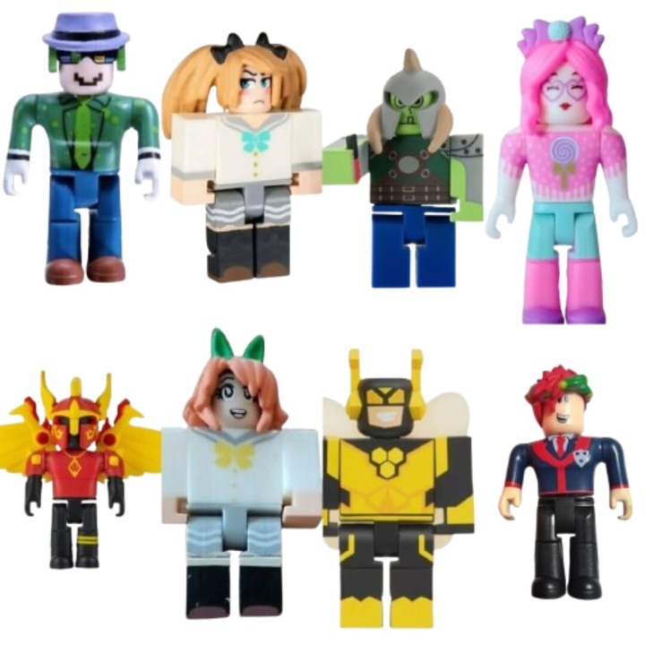 Комплект от 8 фигурки Roblox, Tnagora®, 6 см, черни/многоцветни