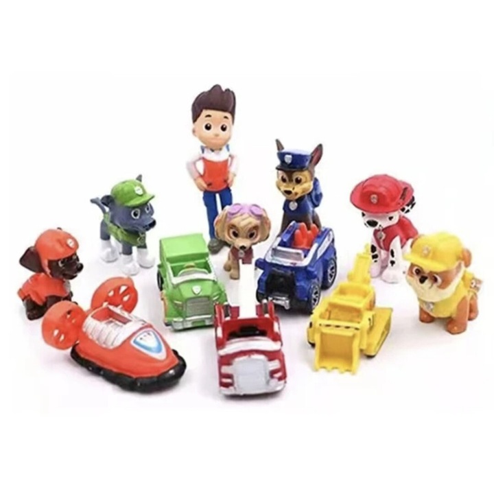 Комплект от 12 фигурки Paw Patrol, Tnagora®, 6 см, Жълто/Многоцветно