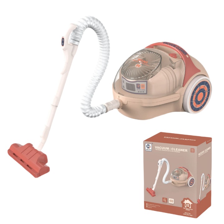 Aspirator de jucarie pentru copii cu sunete si lumini, Design ergonomic, Pentru copii peste 3 ani, Usor de instalat si de utilizat, ABS, Multicolor