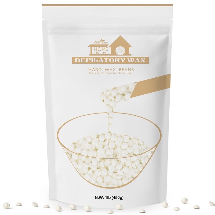 Lifestance szőrtelenítő viasz, fehér gyöngy, érzékeny bőrre, otthoni használatra, arcra, szemöldökre, brazil, bikini, 450g