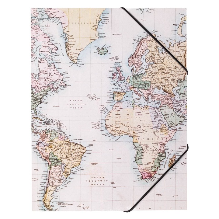 Mapa din carton fancy model harta cu elastic 24x32cm