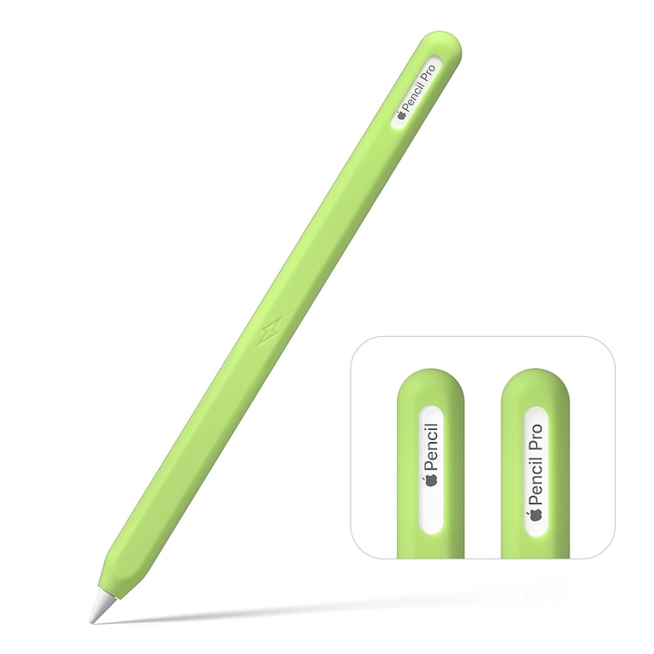 Carcasa pentru creion silicon, compatibila cu Apple Pencil Pro/Apple Pencil 2nd Generation Case accesorii Apple Pen(Verde stralucitor)
